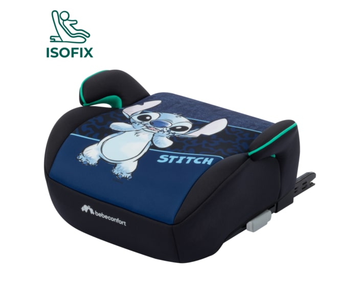8104074020_withicon_2025_Bebeconfort_Disney_carseat_childbeltedbooster_MangaiFix_Blue_AuthenticStitch__3qrt